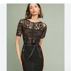 Anthropologie Black Lace Dress with Underlay